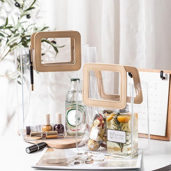 

gift wrap 5pcs pvc bags shopping with handle waterproof wedding party favor bag candy cake wrapping souvenir