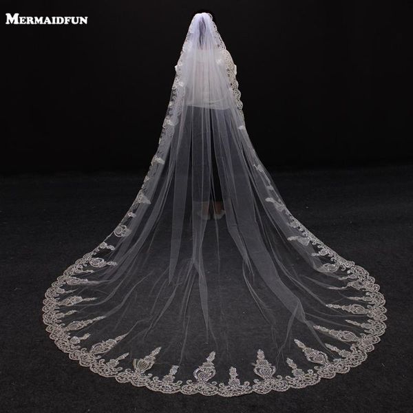 

bridal veils 2021 sequined lace one layer beautiful wedding veil with comb edge white ivory accessories, Black