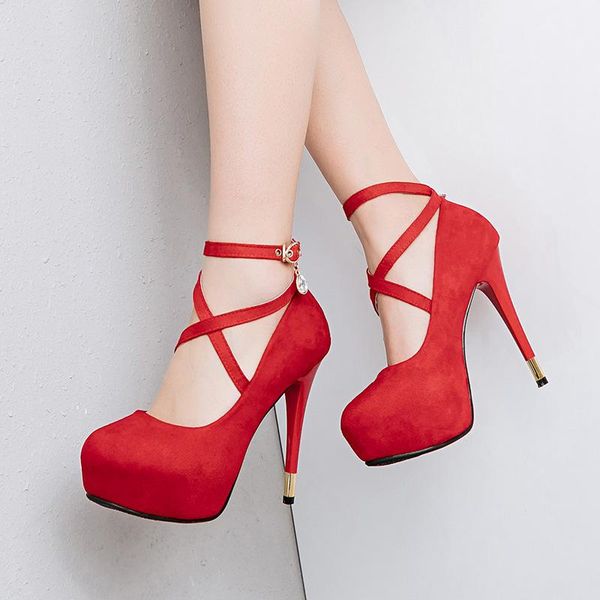 

platform heels velvet shoes women sandals ladies lace-up pumps slip om round toe fine african casual gold fashion dress, Black