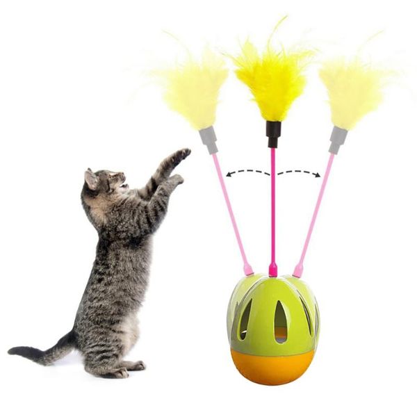 

cat tumbler feather toys ball kitten toy rolling scratching pet interactive teaser