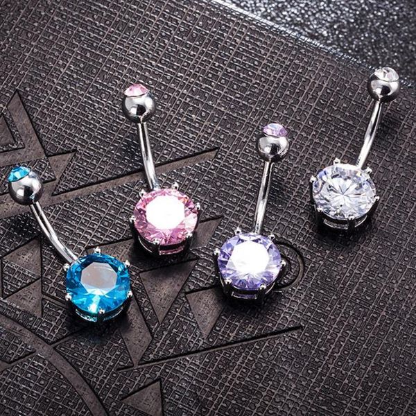 

316l stainless steel crystal bars gold belly ring piercing jewelry cubic zircon bell button rings dhl free, Silver