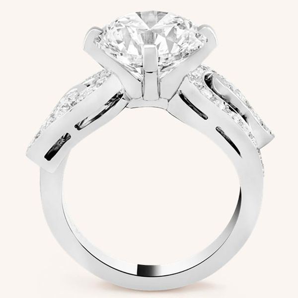 

au750 white gold ring women wedding anniversary engagement party leaves round moissanite diamond elegant trendy cute cluster rings, Golden;silver