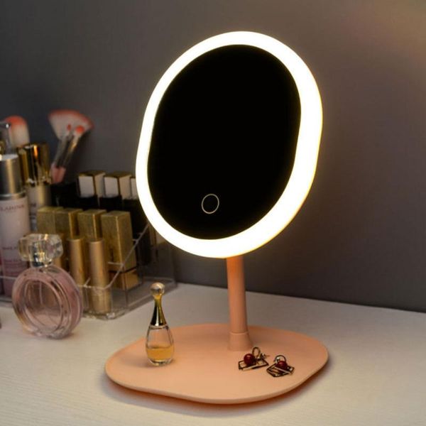 

mirrors led light makeup mirror face touch usb deskvanity backlit table cosmetic pink student dormitory