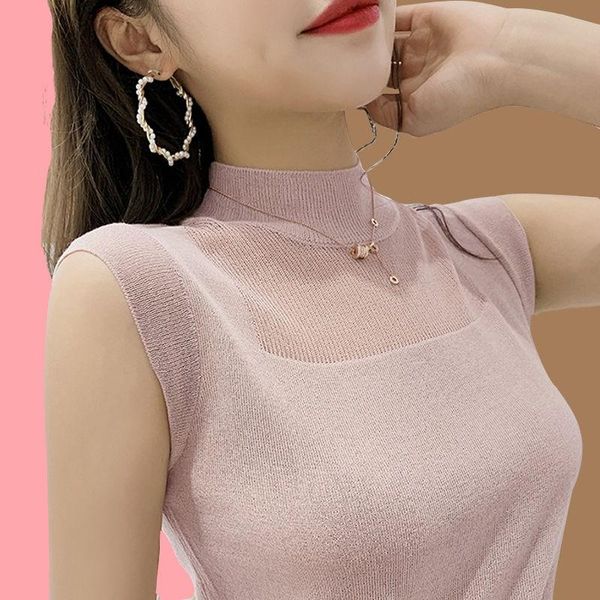 

women's sweaters 2xl sleeveless womans elastic thick elegant casual slim korean jumpers female crops clothes, White;black