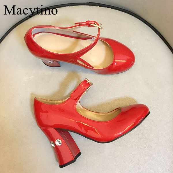 

dress shoes red high heel mary janes crystal insert block designer pumps women spring heels 0ncz, Black