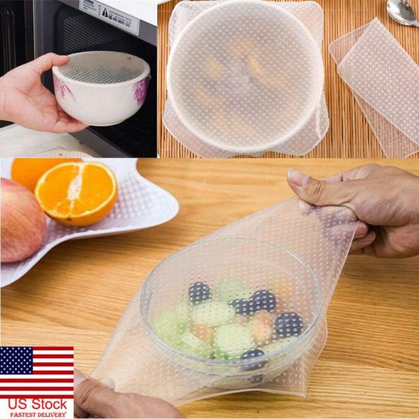

silicone wraps seal cover stretch cling film keep fresh kitchen gadget storage bags