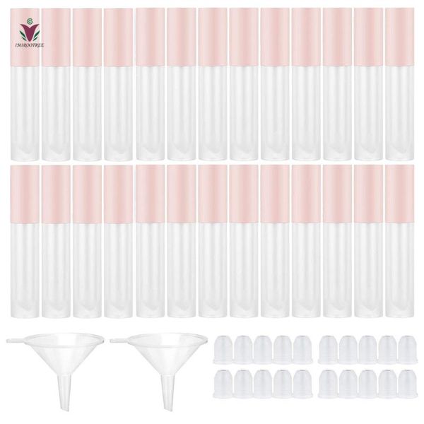 

storage bottles & jars 50pcs 5ml empty round frosted fillable cosmetic tubes with pink cap for diy lip gloss travel toiletries