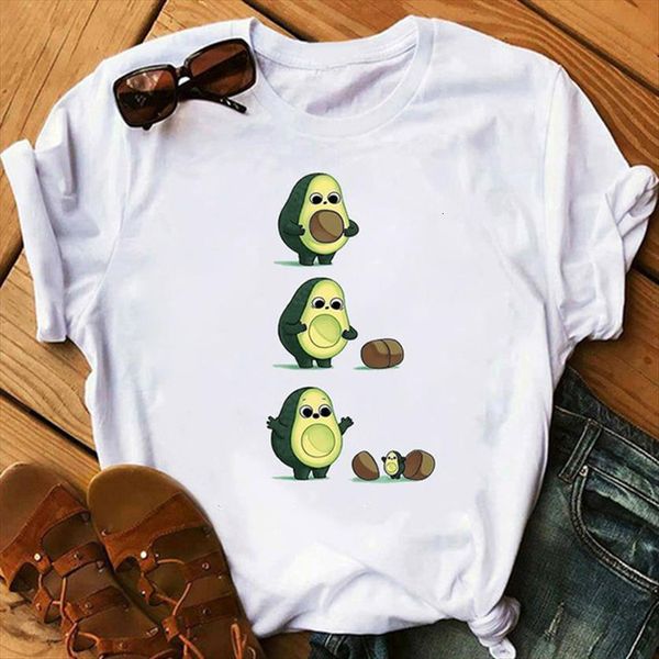 

vegan avocado ulzzang kawaii women cartoon harajuku 90s graphic female short sleeve summer clothes, White