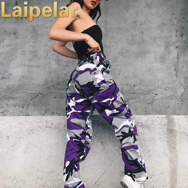 

women's pants & capris fashion trousers women camouflage wide leg pantalon femme trouser ankle-length sweatpants cotton streetwear camo, Black;white