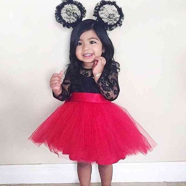 

toddler kids baby girls lace girl dresses princess tulle party evening, Red;yellow