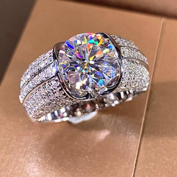 

wedding rings luxury trendy big round zircon silver color for women female bride jewelry engagement party valentine gifts, Slivery;golden