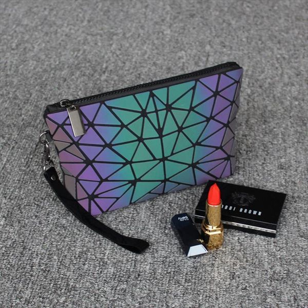

reflective cosmetic for women travel bag organizer makeup geometric toiletry beauty case make up pouch purse