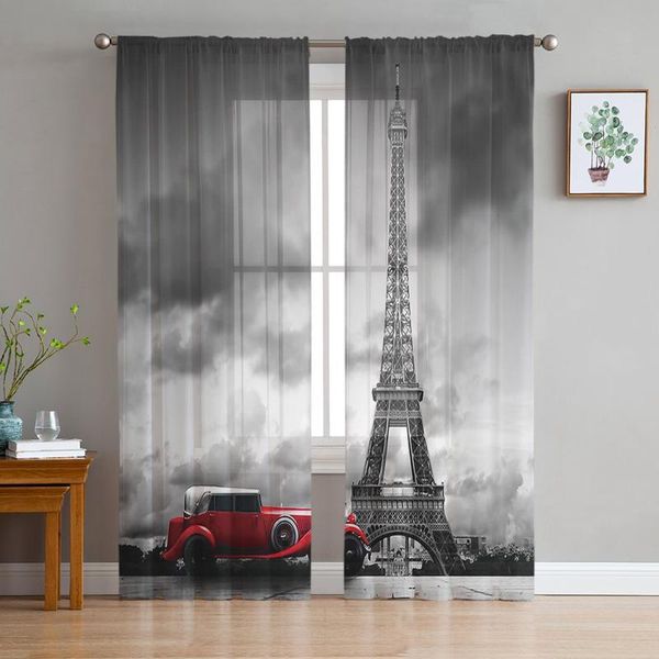 

curtain & drapes paris eiffel tower with red car window curtains bedroom modern drape sheer tulle valances living room kitchen voile