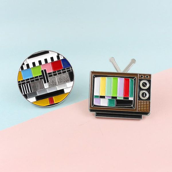 

pins, brooches no signal enamel pin cute old-school tv screen for shirt lapel bag creative badge funny jewelry gift kids friends, Gray