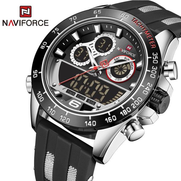 

wristwatches naviforce big dial watch for men waterproof military quartz wrist male sports chronograph clock watches 2021, Slivery;brown