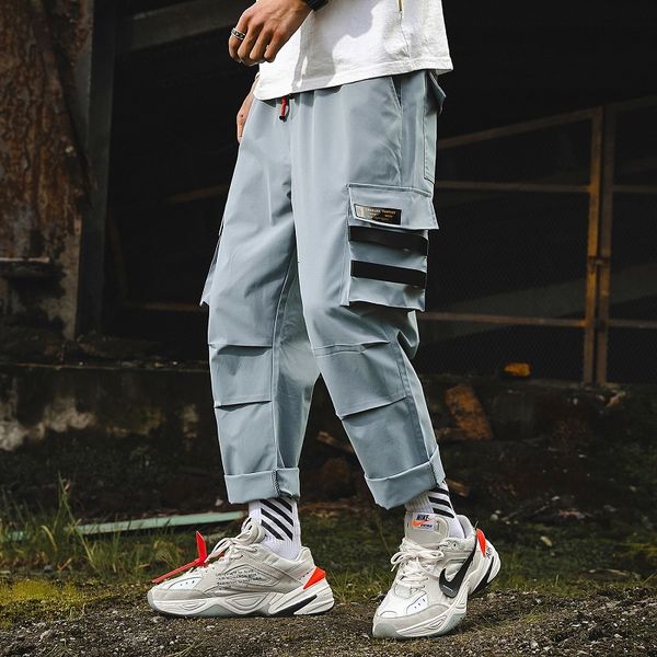 

Autumn cargo style harem jogger hip hop men's fashion track pants streetwear harajuku sweatpants abz476, Black