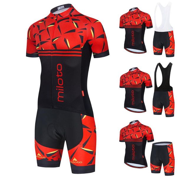 

racing sets 2021 miloto mtb bicycle pro team short sleeve mens cycling jersey summer clothing jerseys mujer, Black;blue