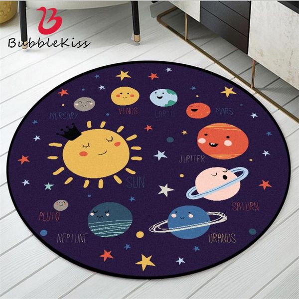 

bubble kiss color cartoon space planet pattern round carpet rugs for children rooms grey modern home decor polyester floor mat carpets