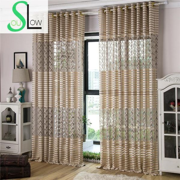 

slow soul gray beige jacquard transparent curtain pastoral curtains tulle cortina for living room kitchen bedroom sheer blinds & drapes