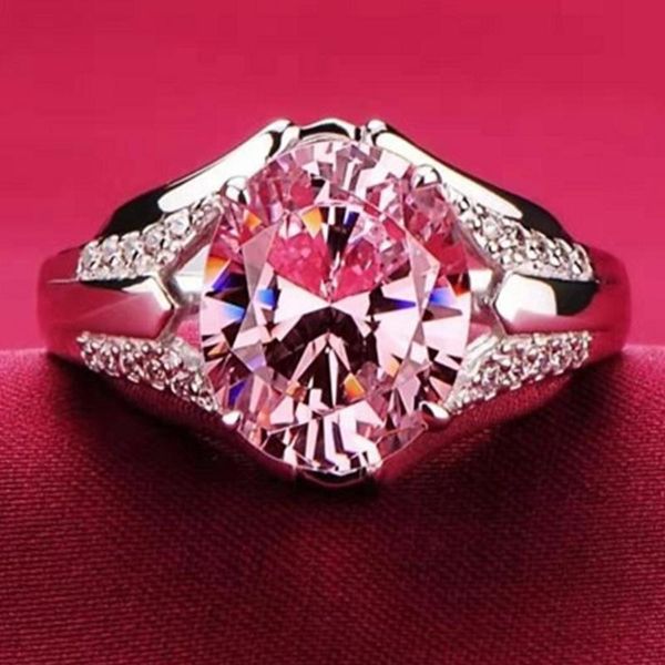 

wedding rings pigeon egg shape pink crystal promise ring women's for women engagement jewelry gift, Slivery;golden