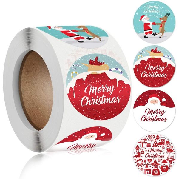 

gift wrap 500 pcs merry christmas stickers labels roll 1.5 inch 4 designs round seals tags for decorative sticker