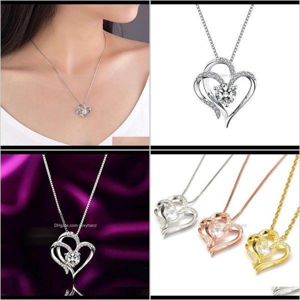 

necklaces & pendants jewelry drop delivery 2021 korean fashion womens heart-shaped necklace pendant short clavicle chain accessories fotyw, Silver