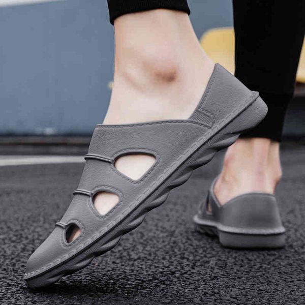 

sandals men's men's sandals summer slippers man's brand of sports flip flops for jelly water rubber shoes roman male beach sa, Black