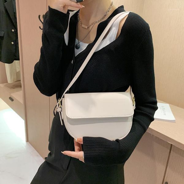 

evening bags 2021 women's bag white simple female shoulder all match fashion ladies crossbody small artificial leather solid color