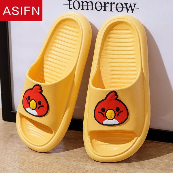 

sandals slippers women men home cute birds summer thick-soled non-slip bathroom couples house indoor ladies, Black