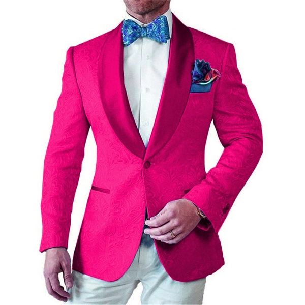 

men's suits & blazers brand men pink pattern and ivory groom tuxedos shawl lapel groomsmen wedding man 2 pieces ( jacket+pants+tie tw3o, White;black