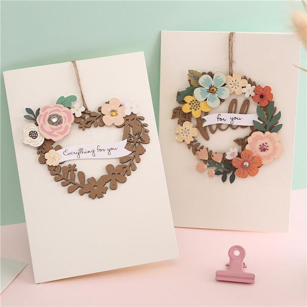 

greeting cards 6pcs beautiful paper 3d card flower wreath ornament to friend