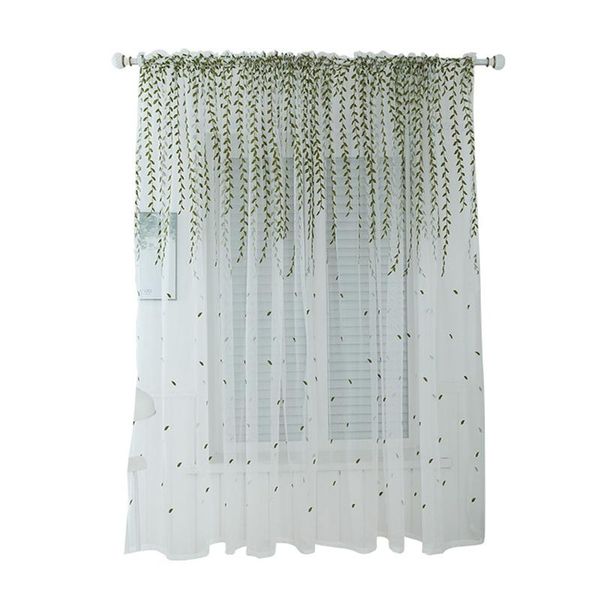 

curtain & drapes curtains weeping leaves design for kids room window treatment drapery semi sheer natural embroidered voile