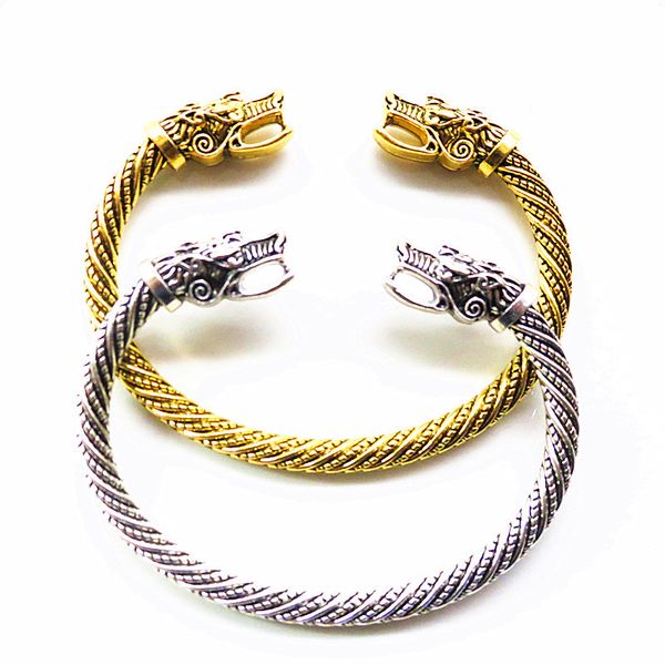 

men's bracelet bangle goods retro north ou lead wolf head opening jewelry boy gift silver gold black color
