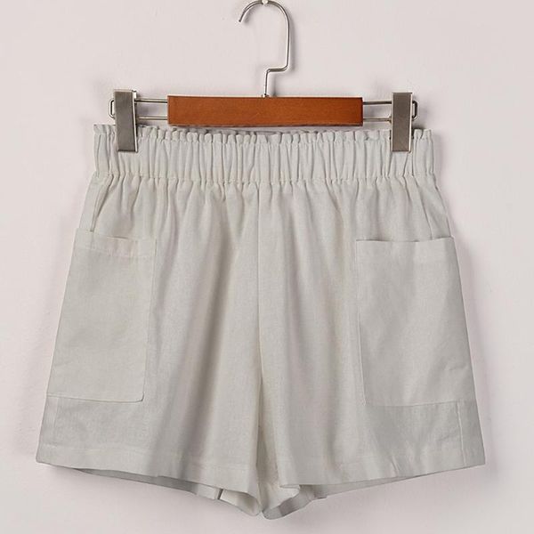 

shorts for women plus size solid color cotton linen loose lady pocket home wide leg summer 2021 ap8 women's, White;black