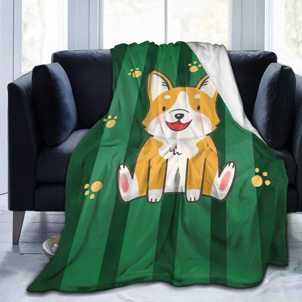

bjzywyjd cute corgi blanket 3d print throw blanket warm super soft cozy lunch break blanket for sofa couch chair living bed room