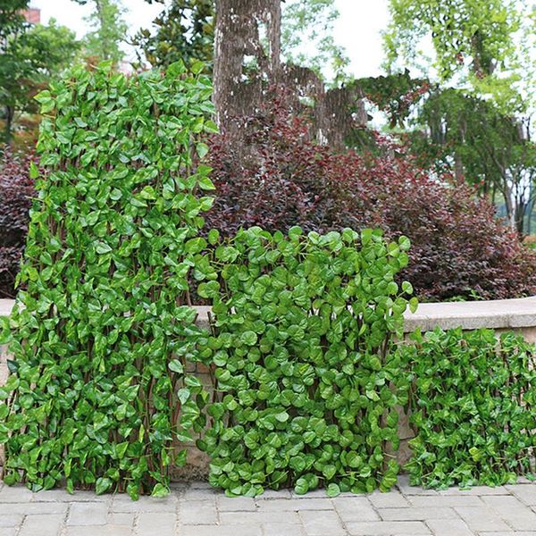 

fencing, trellis & gates retractable garden fencing artificial wood vines climbing frame outdoor decor plant fence greenery walls hanging pa