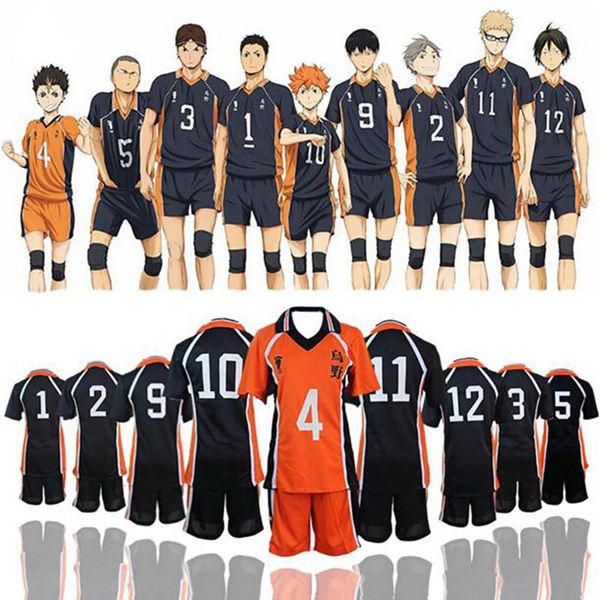 

anime costumes anime haikyuu cosplay costume karasuno high school volleyball club uniform cosplay costume birthday gifts sportswear uniform, Black