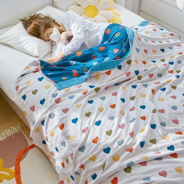 

blankets 100% cotton throw blanket gauze towel love sofa cover summer cool quilt single double bedspread casual soft breathable