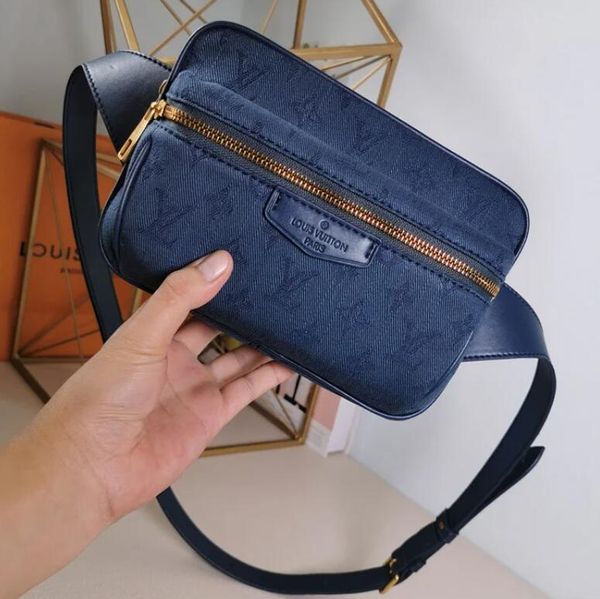 

men body new style denim embroidered outdoor belt bag designer handbags iconic handles shoulder bags totes cross luxury m44741 bag clutc