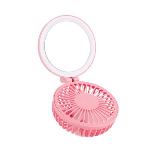 

electric fans mini portable cartoon pig usb rechargeable led fill light makeup mirror fan handheld