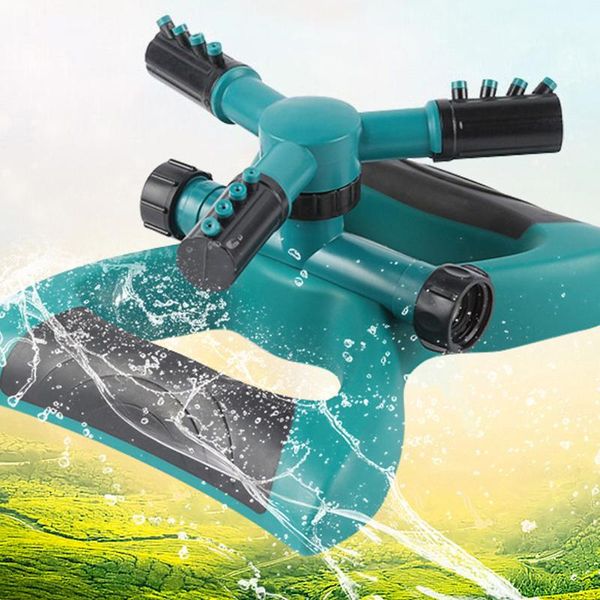 

watering equipments lawn water sprinkler automatic garden double inlet 360 degree rotary large area coverage irrigation system blue