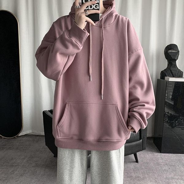 

men's hoodies & sweatshirts spring and autumn sweater solid color trend hooded korean loose casual versatile, Black