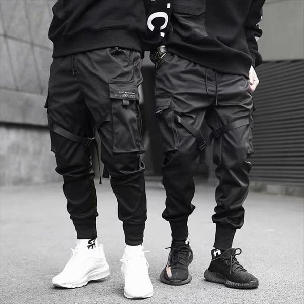 

ribbons color black pocket women pants cargo joggers harajuku sweatpant hip hop trousers leisure loose