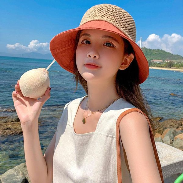 

wide brim hats hollow straw bow tie fashion summer beach hat, Blue;gray