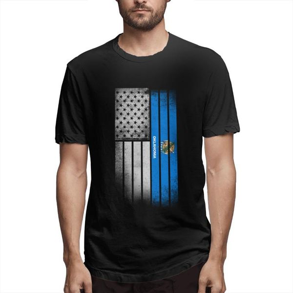 

men's t-shirts usa vintage oklahoma state flag printed oversized men t shirt ropa polyester goth tee streetwear, White;black