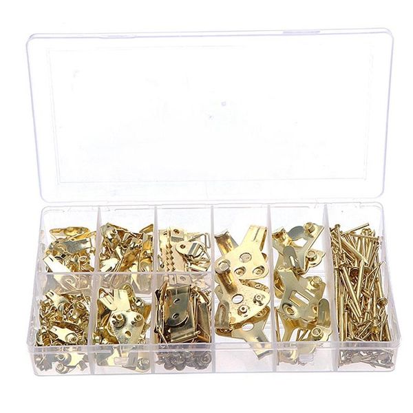 

hooks & rails 300pcs household hook tool kit boxed gold hanging painting copper cap seamless nail accessories