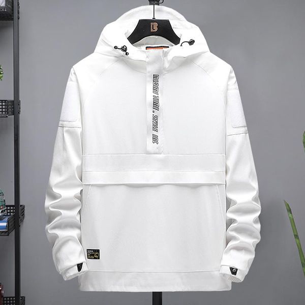 

men's jackets spring autumn hooded jacket men 2021 black white red streetwear big pocket fashion pullover windbreaker coats, Black;brown