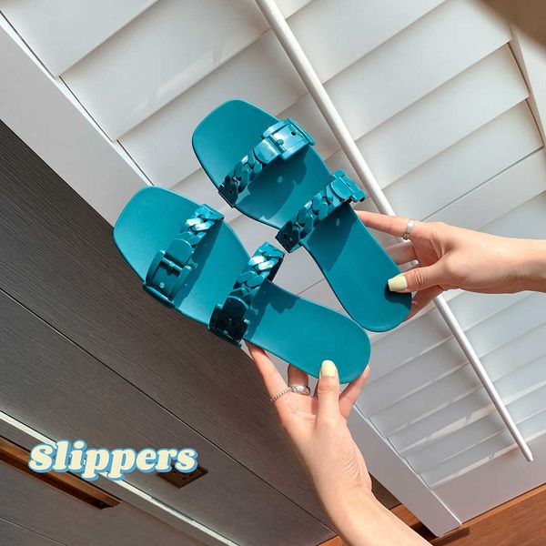 

2021 new g slippers summer beach double buckle flat bottom cool for women zlh, Black
