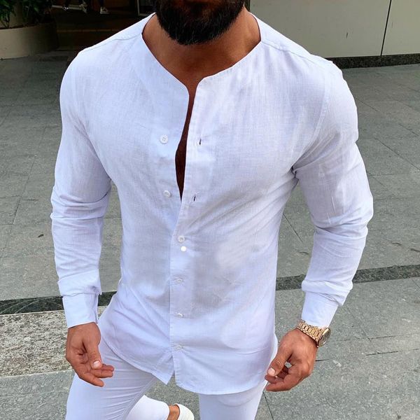 

men's shirts casual sports shirt style linen button cardigan long sleeve cotton slim fit, White;black