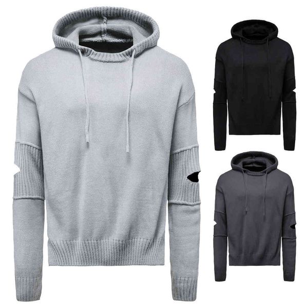 

fashion sweater 2021 men's autumn hooded pullover, White;black